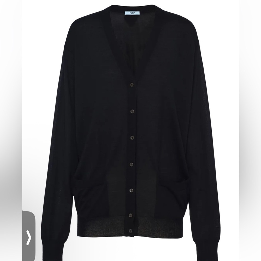 Prada Milano V-Neck Black Cardigan Size 48 EUC 100% Wool Designer - Picture 11 of 12
